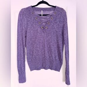 HELLO NITE Purple Lace-Up Women's Long Sleeve Top